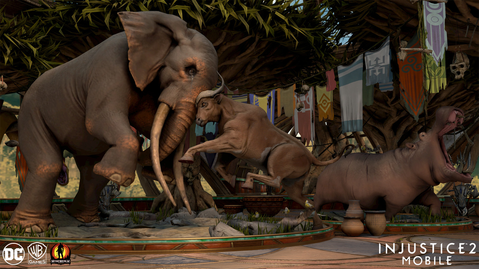 Gorilla City Mobile
The flags, tree trunk, middle awning, and animals were all assets I optimized and adjusted from their console versions.