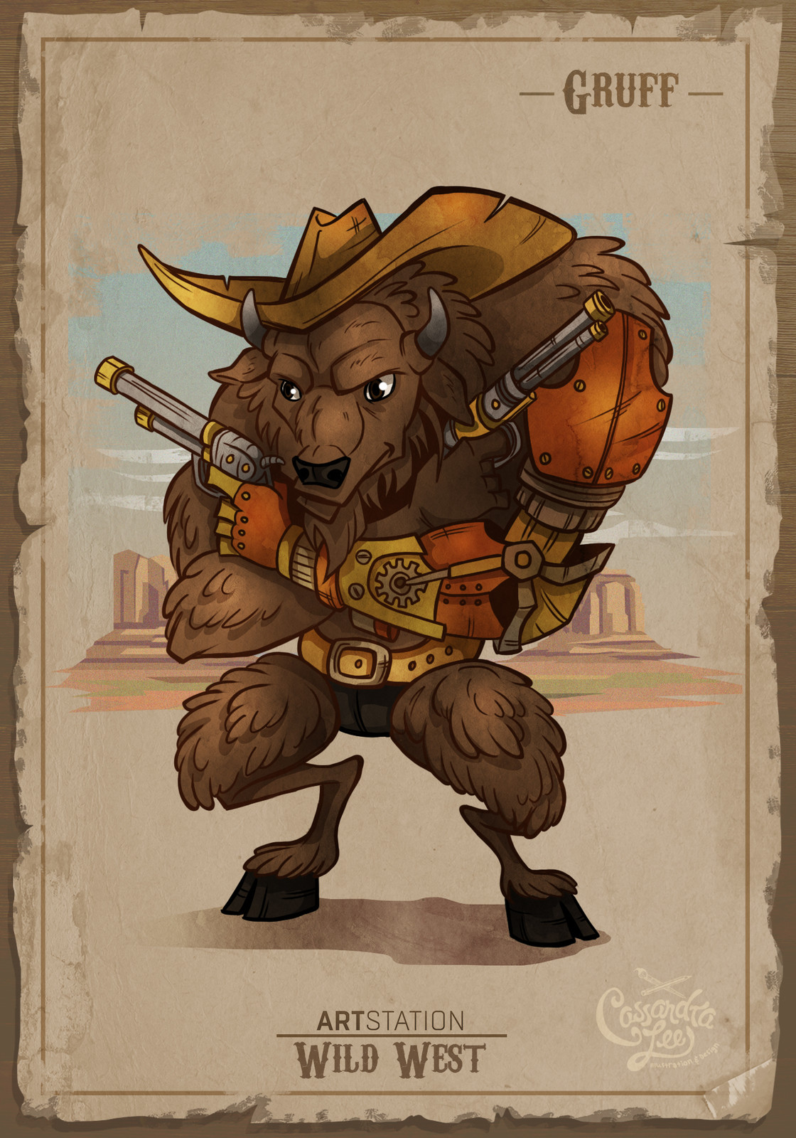 Gruff the cyborg buffalo gunslinger