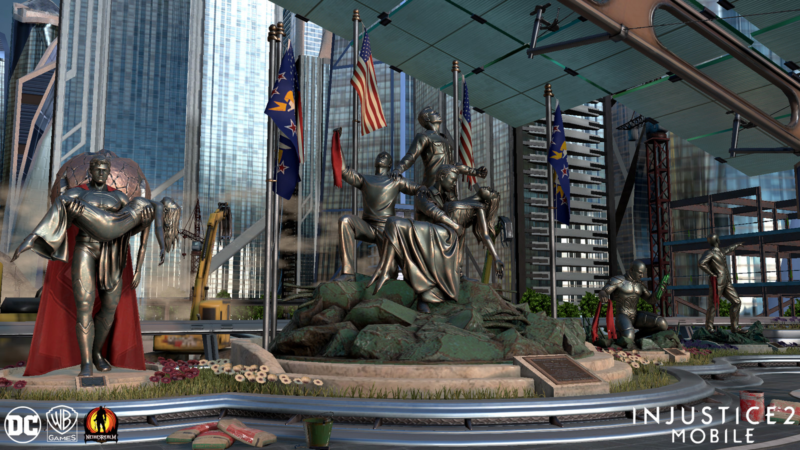 Metropolis Mobile
The statues, statue bases, statue platform, flags, flag posts, back railing, flower planters and all background buildings are assets I optimized and adjusted from their console versions.