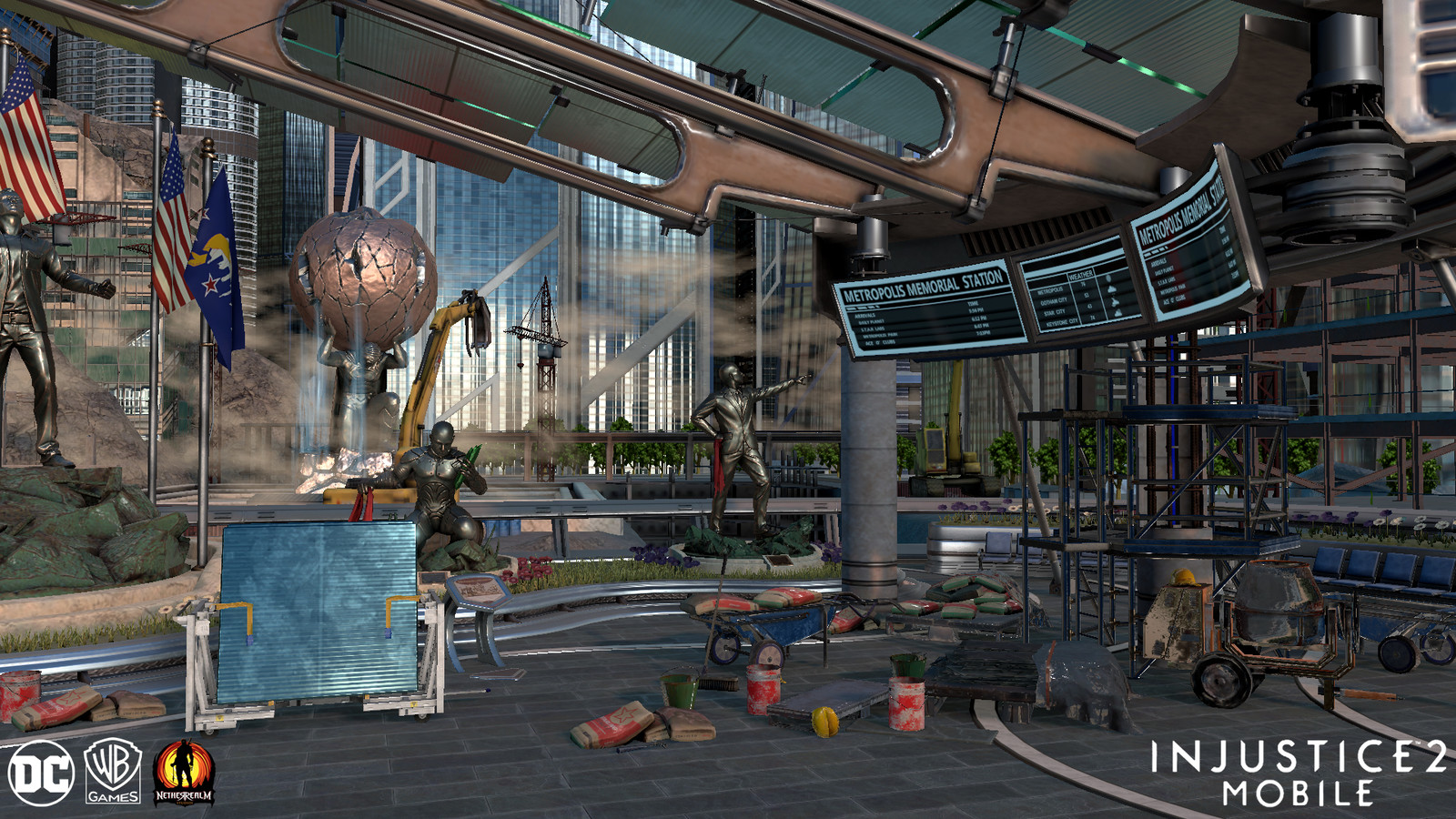 Metropolis Mobile
The statues, statue bases, statue platform, flags, flag posts, back railing, flower planters and all background buildings are assets I optimized and adjusted from their console versions.