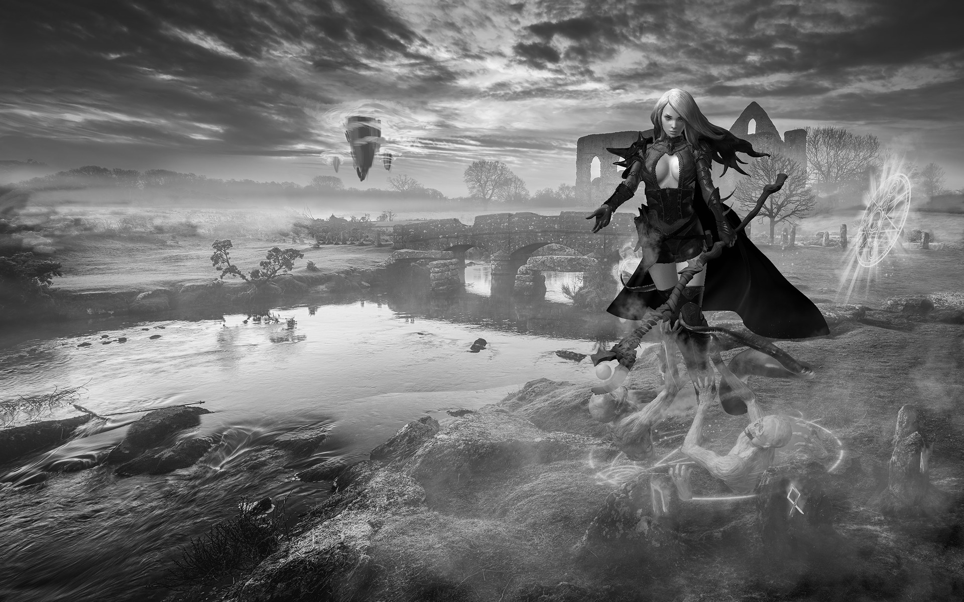 Oliver wetter bw concept before final rendering preview cover female warrior bg flat including bleed2