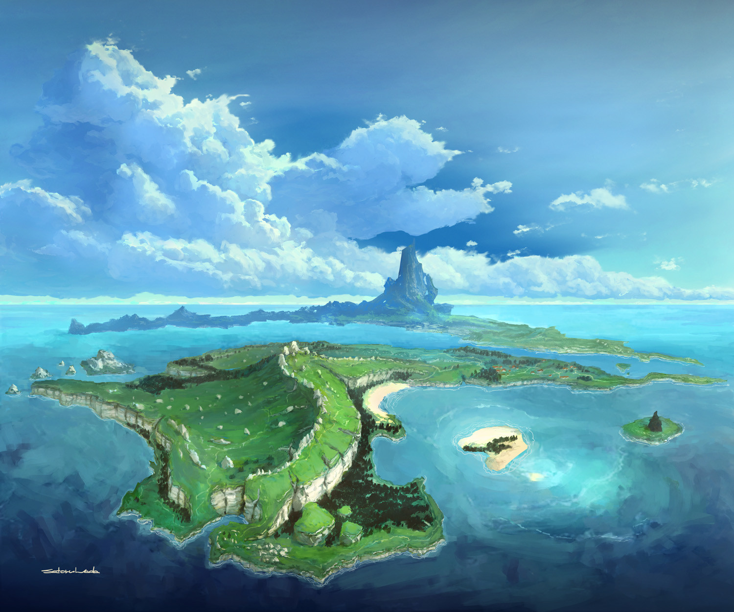 Кирпичные острова. Арт на рабочий стол. Angry Birds Island Piggy. Небо. Арт на рабочий стол 4к
