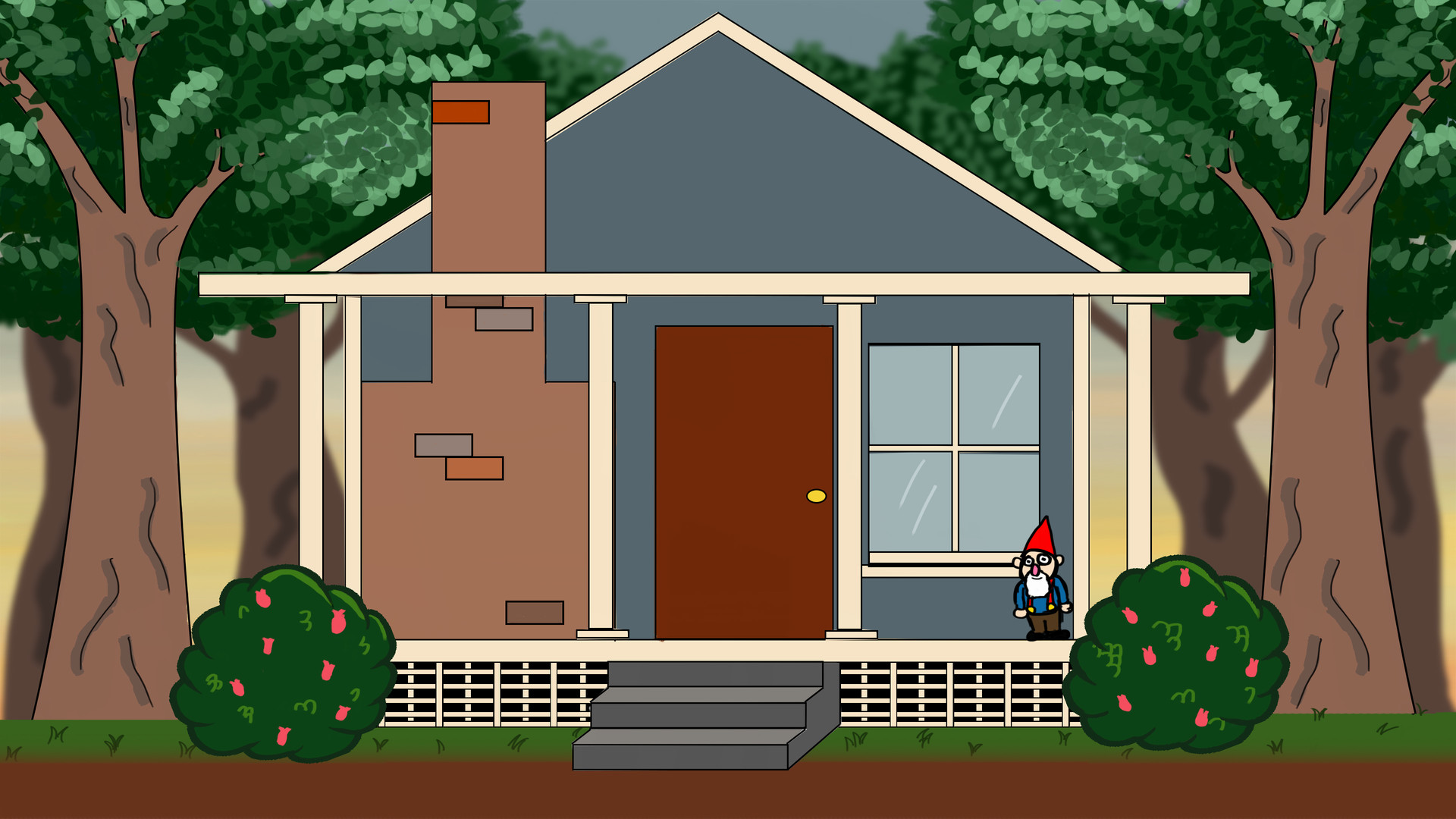 Artstation Blue House Front View Ricardo Ortega
