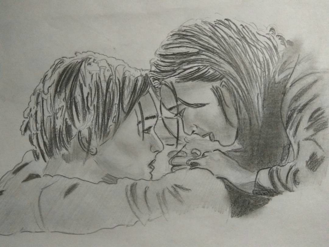 Pencil Sketch of Rose And Jack in Titanic Movie  DesiPainterscom