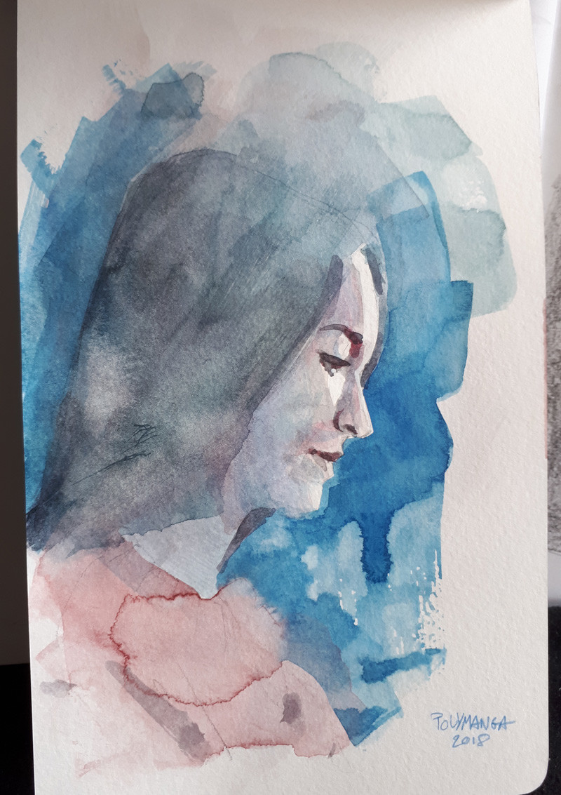 portrait of Clara. Watercolor
