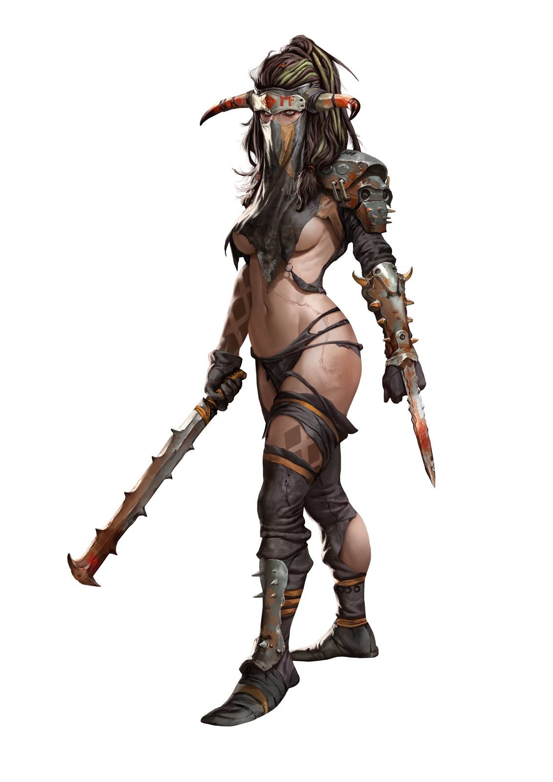female torso with armor sculpt.