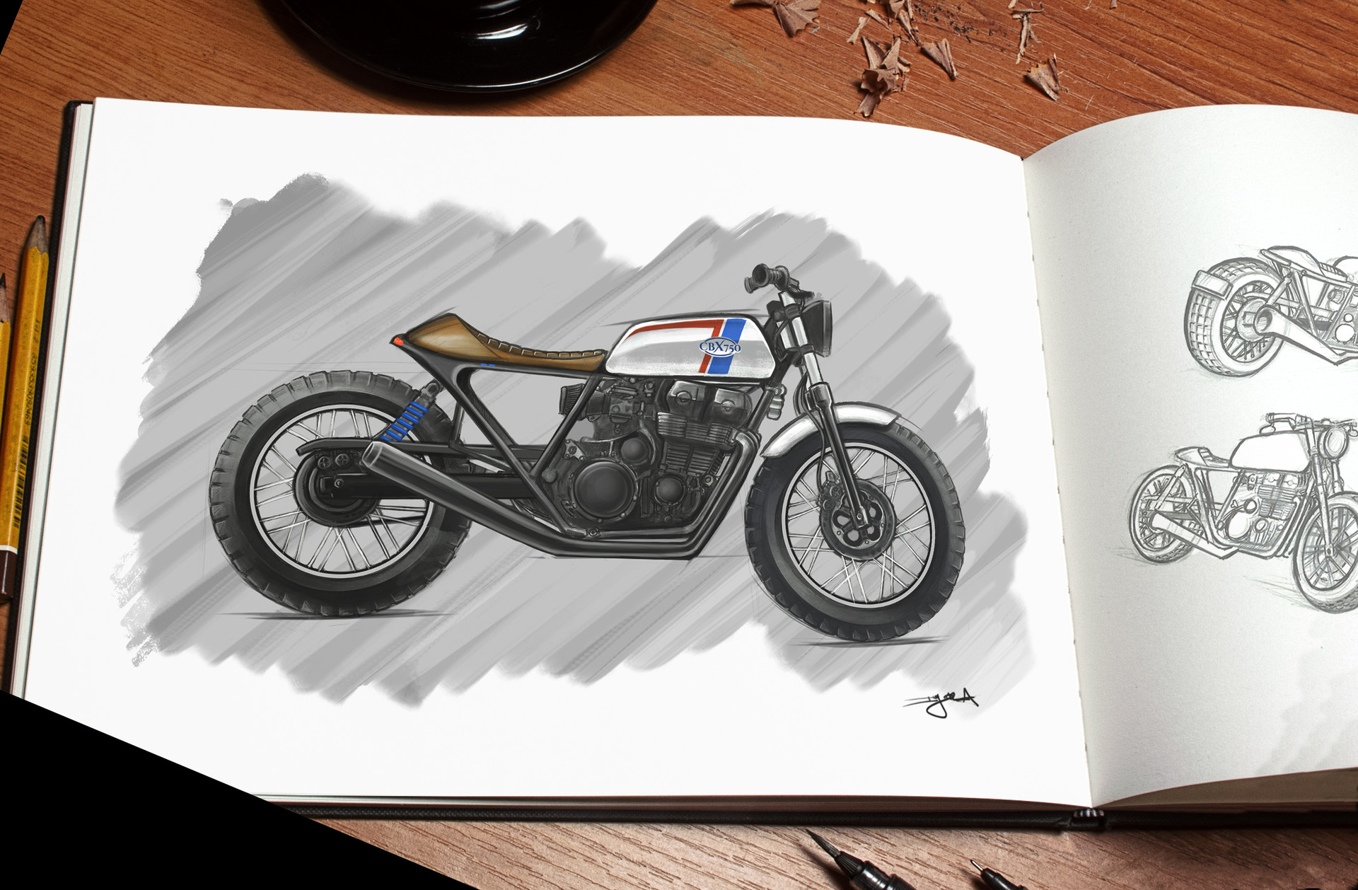 I painted this custom CBX 750 by Crew moto in watercolor : r/CafeRacers