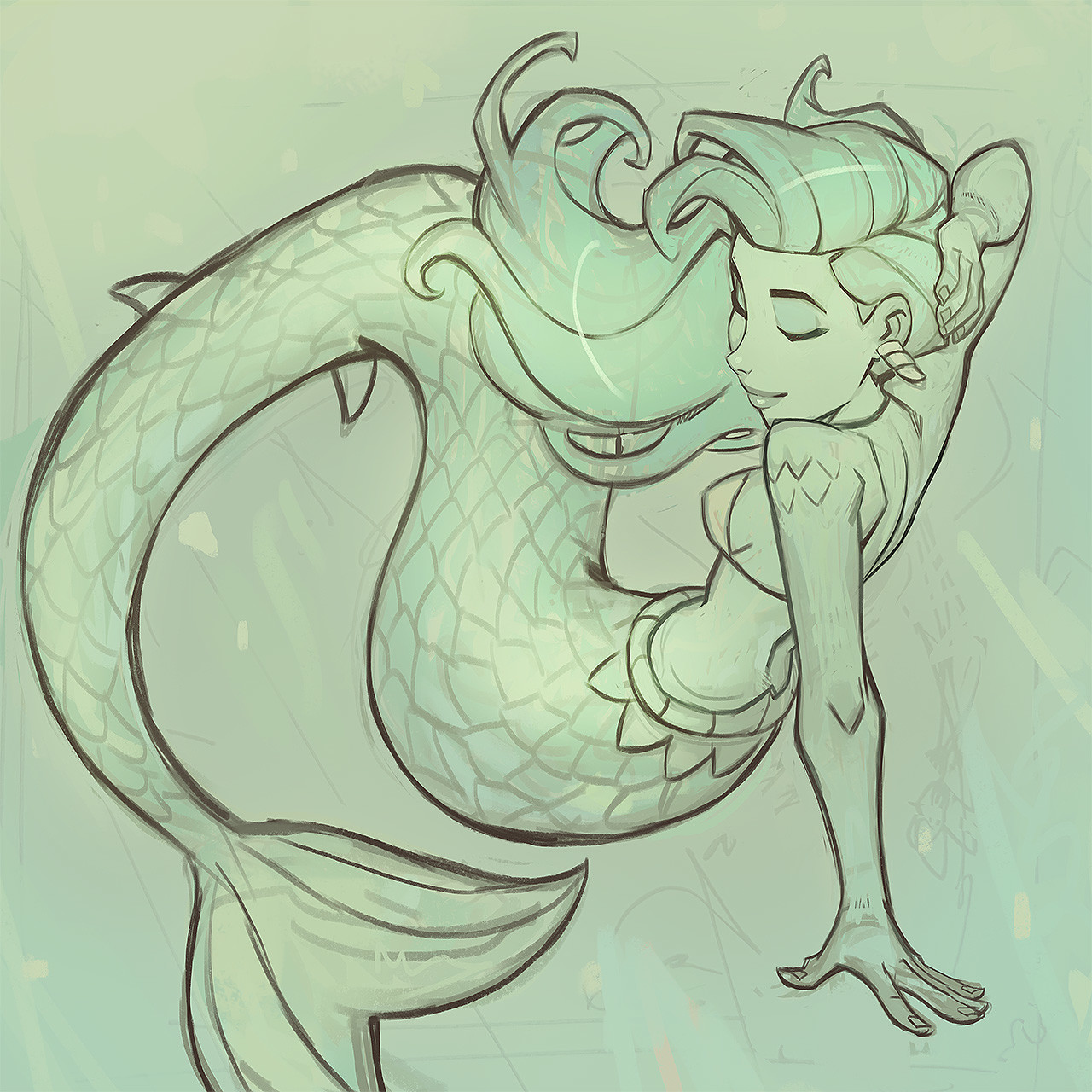 mermaid sketch by juniebb on DeviantArt