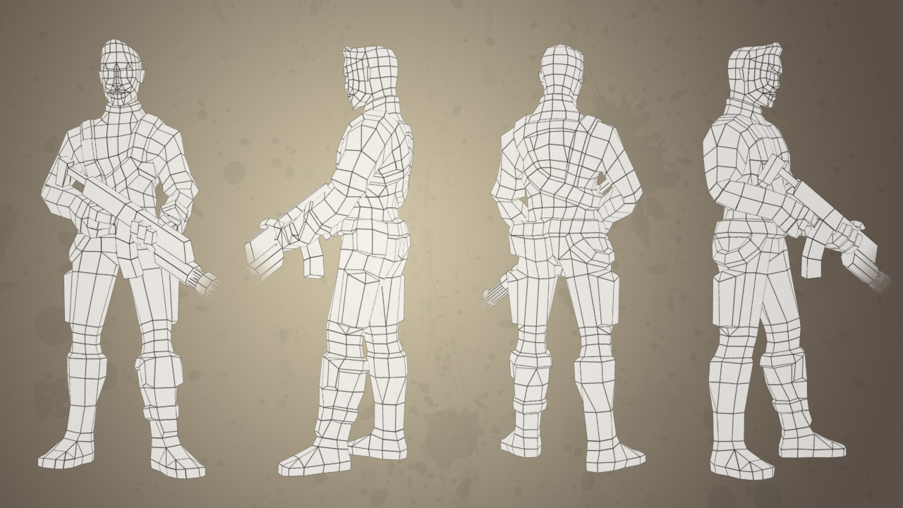 Low-Poly Axton Remake: Model Wireframe