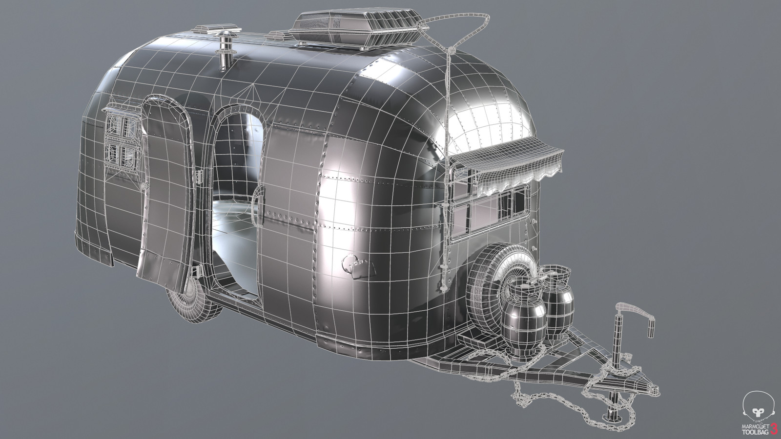 Camper Normal_Bake Added Trailer Hitch Wireframe