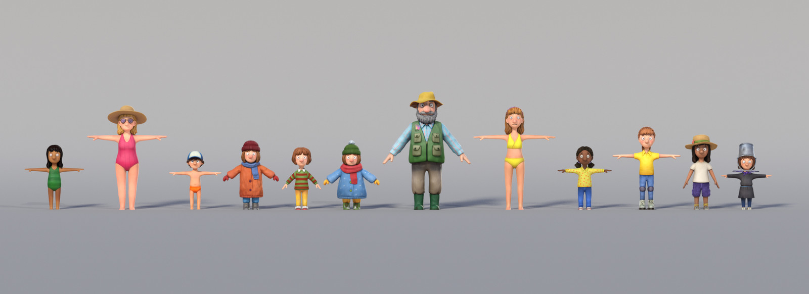 These are the characters I got to create whilst working on Stick Man. 