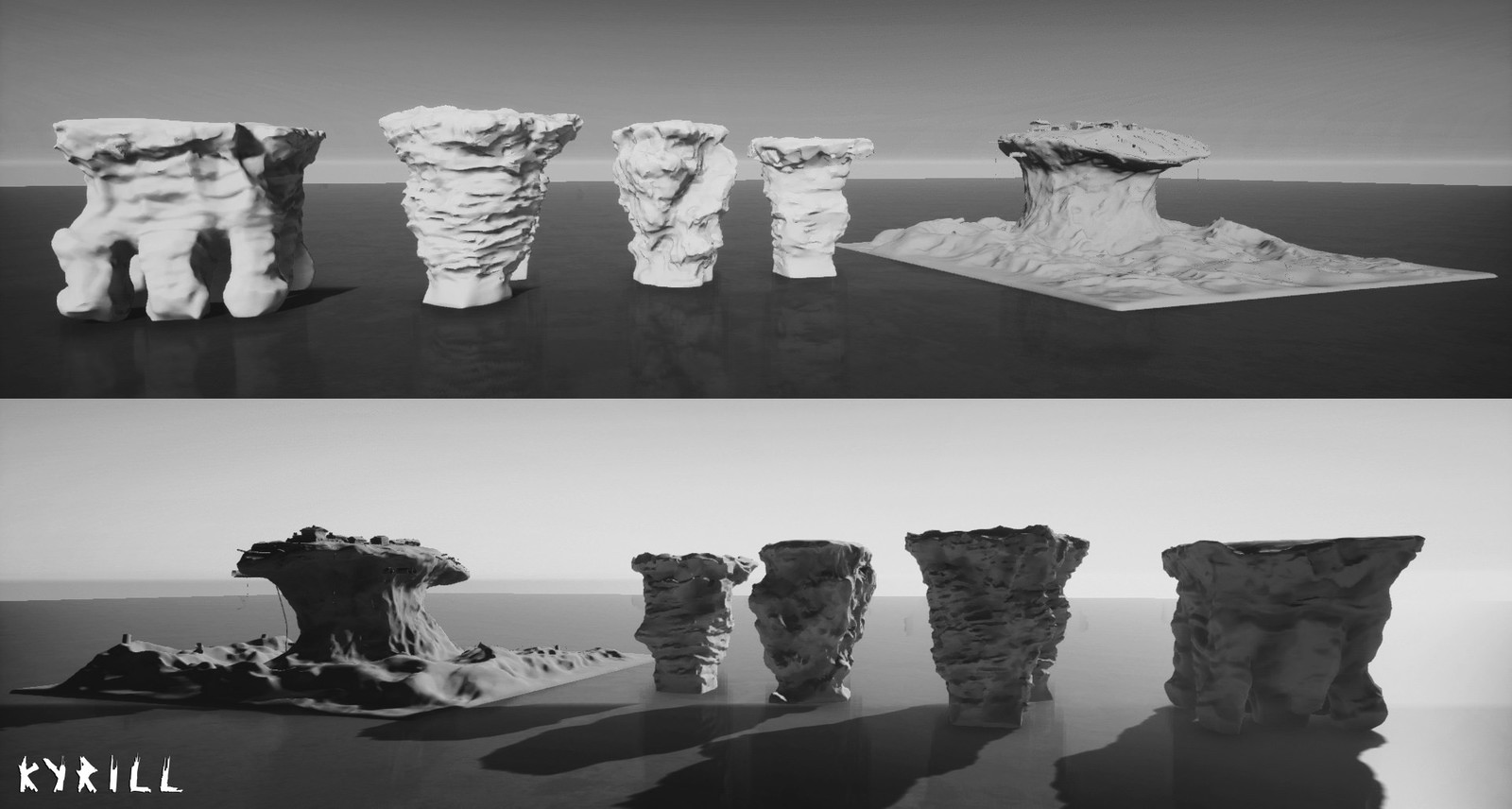 Rock models for the island set.