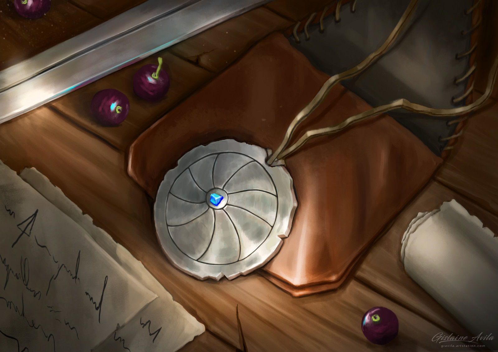 A little of render and some details. I'm not happy with the symbols, so I paint again to try another way