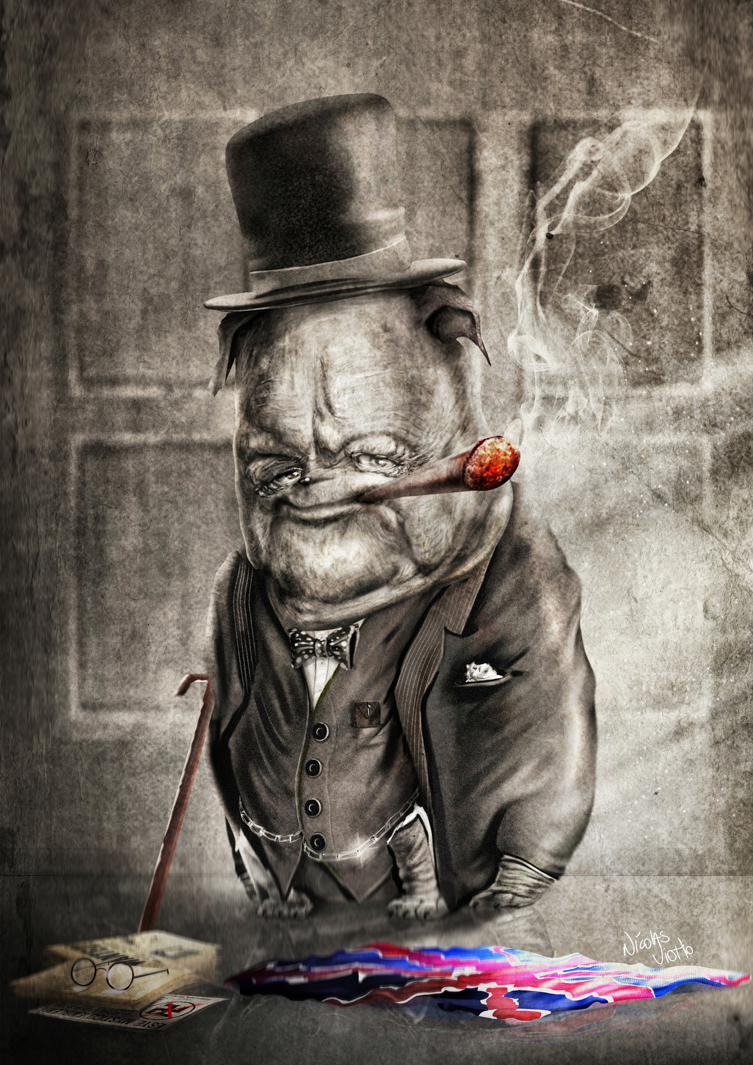 Winston churchill sales bulldog painting