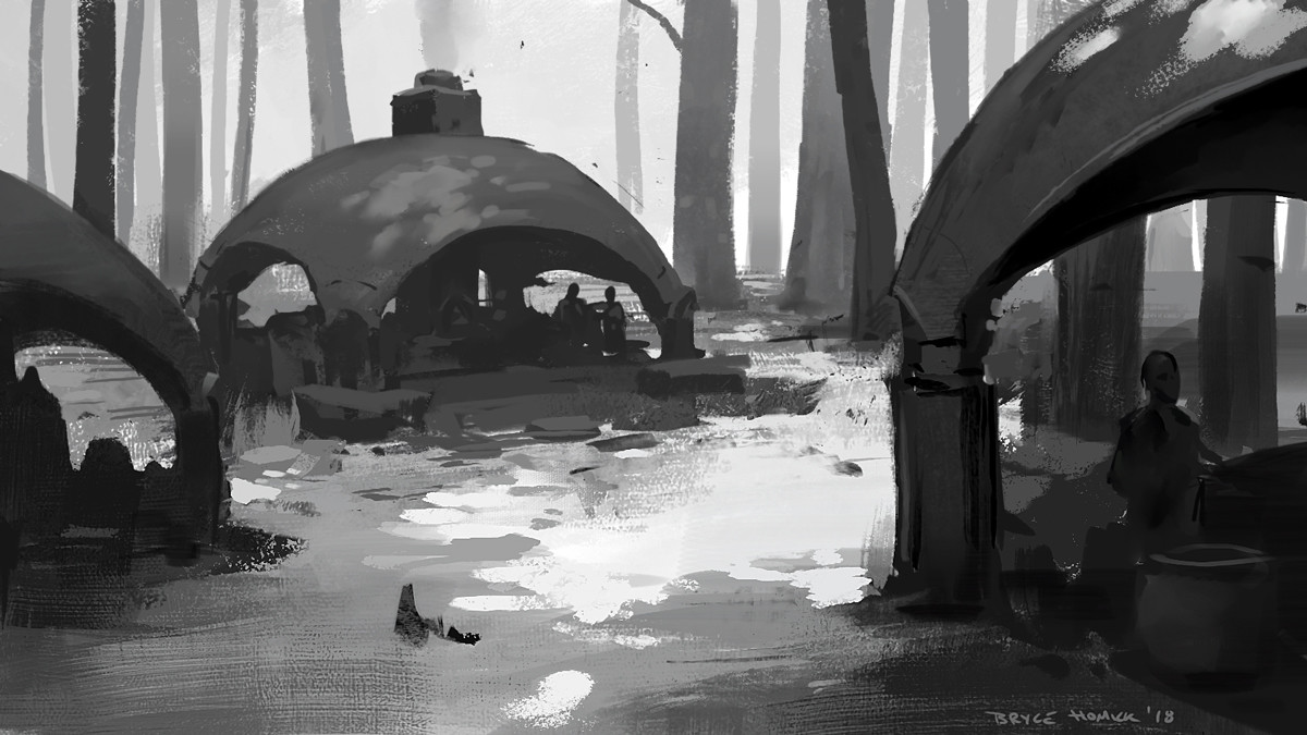 Day 21 - Back to happy accidents in value and experimenting with new brushes