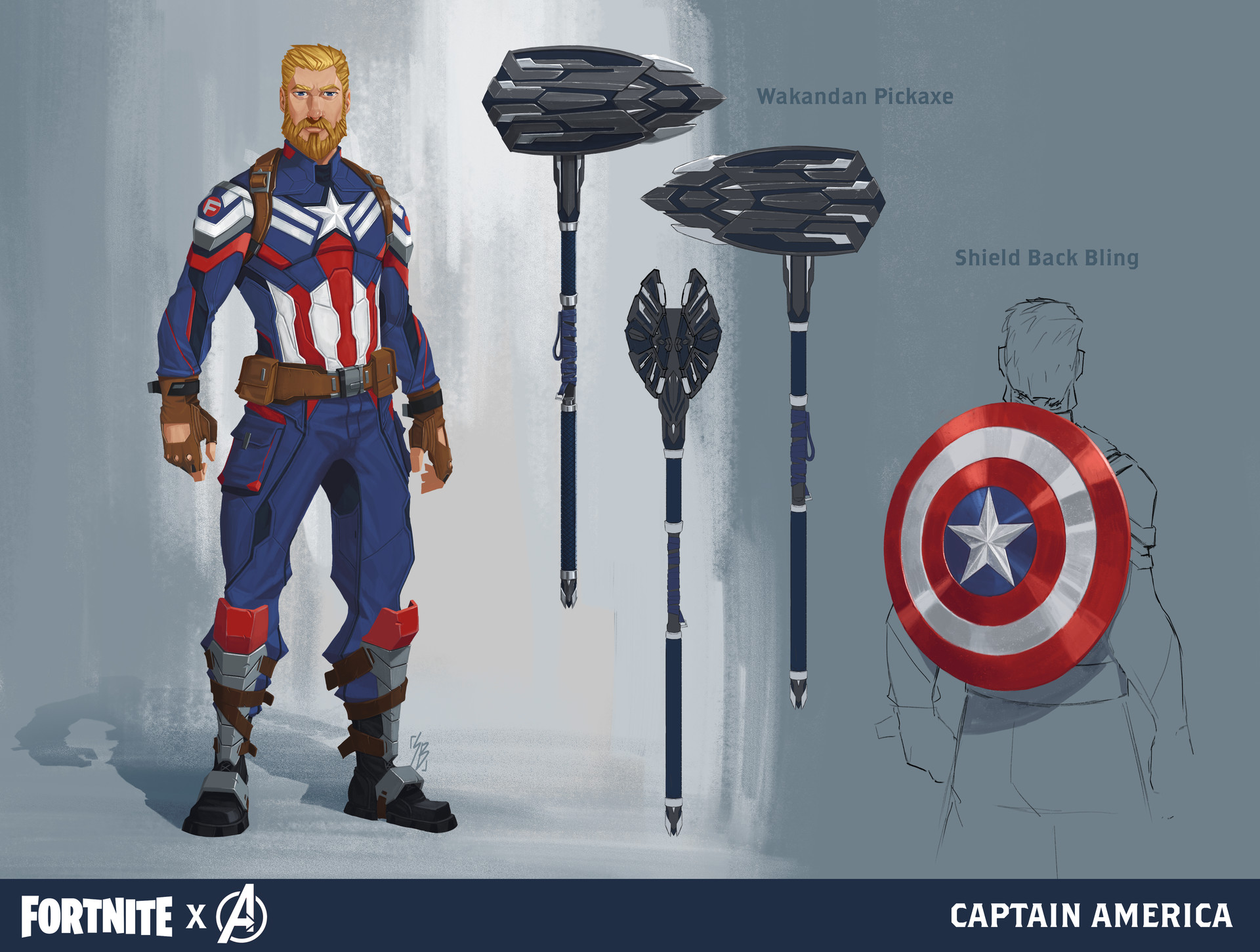 fortnite x avengers - captain america back bling fortnite