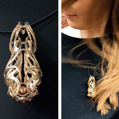 "Inner beauty" brass pendant - 3D printed