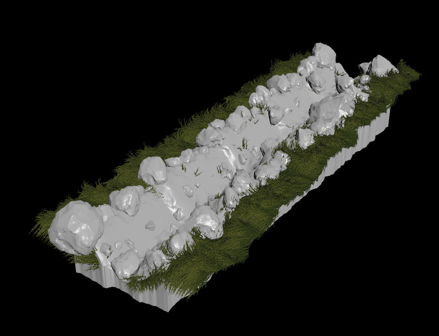 Procedural Modelling: Riverbed with grass