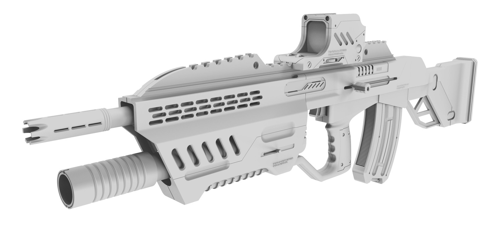 Scifi assult rifle with optic and grenade launcher- Clay