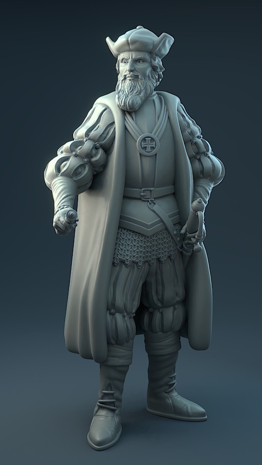 Artstation Vasco Da Gama 3d Figure With Flat Shading Preview