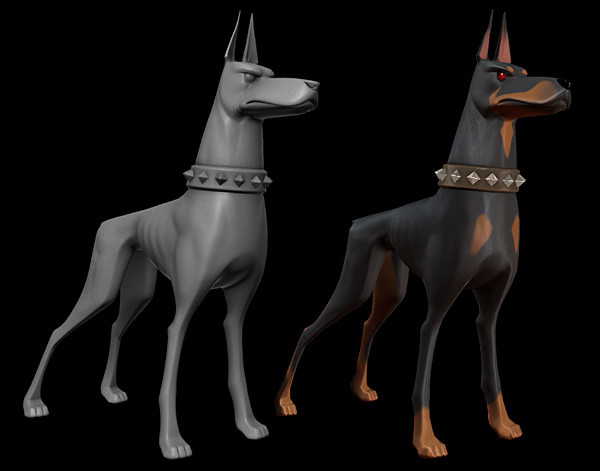 Guard dog. Sculpt and in-game mesh