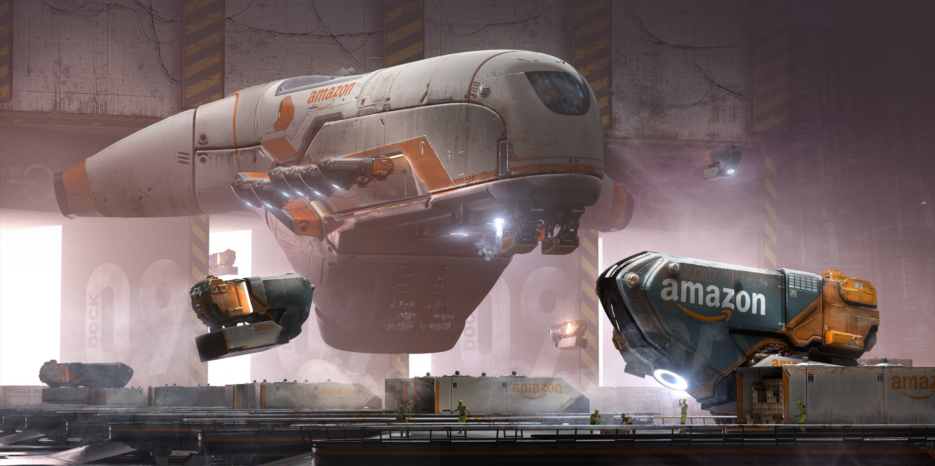 Amazon Loading Dock Concept Art by Daniel Balzer r/ImaginaryTechnology