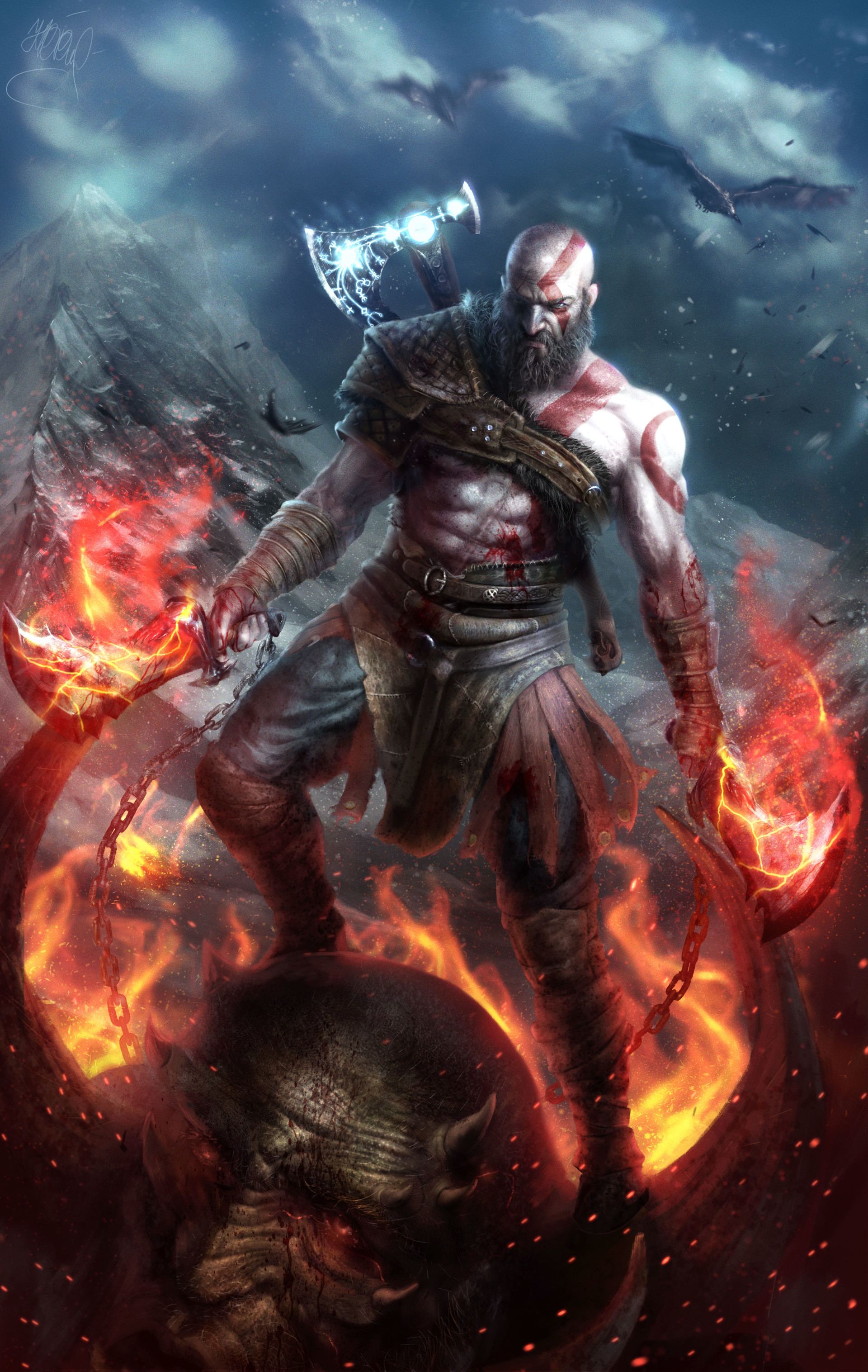[Art] Kratos (by Vladyslav Kutuzov) : r/GodofWar