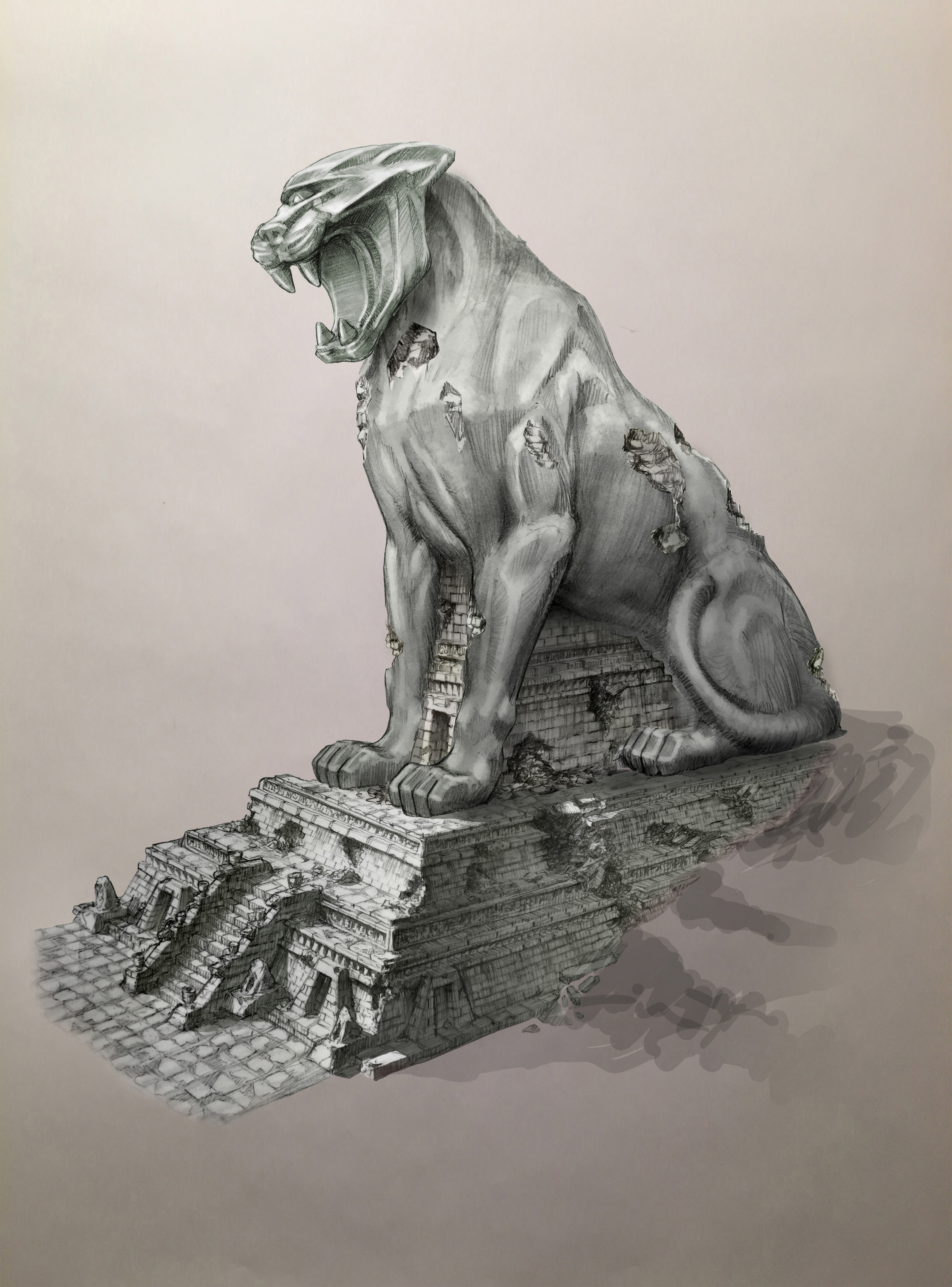 Simon Murton JUMANJI Jaguar Statue Concept