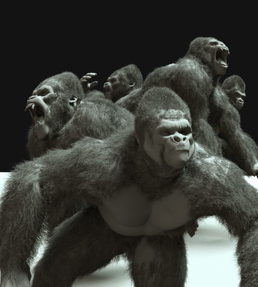 Clay render apes