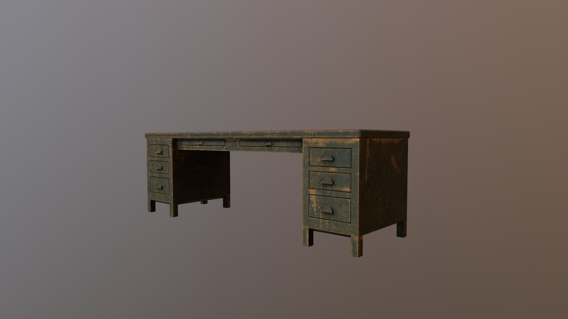 Felix Brymell Worn Old Metal Desk