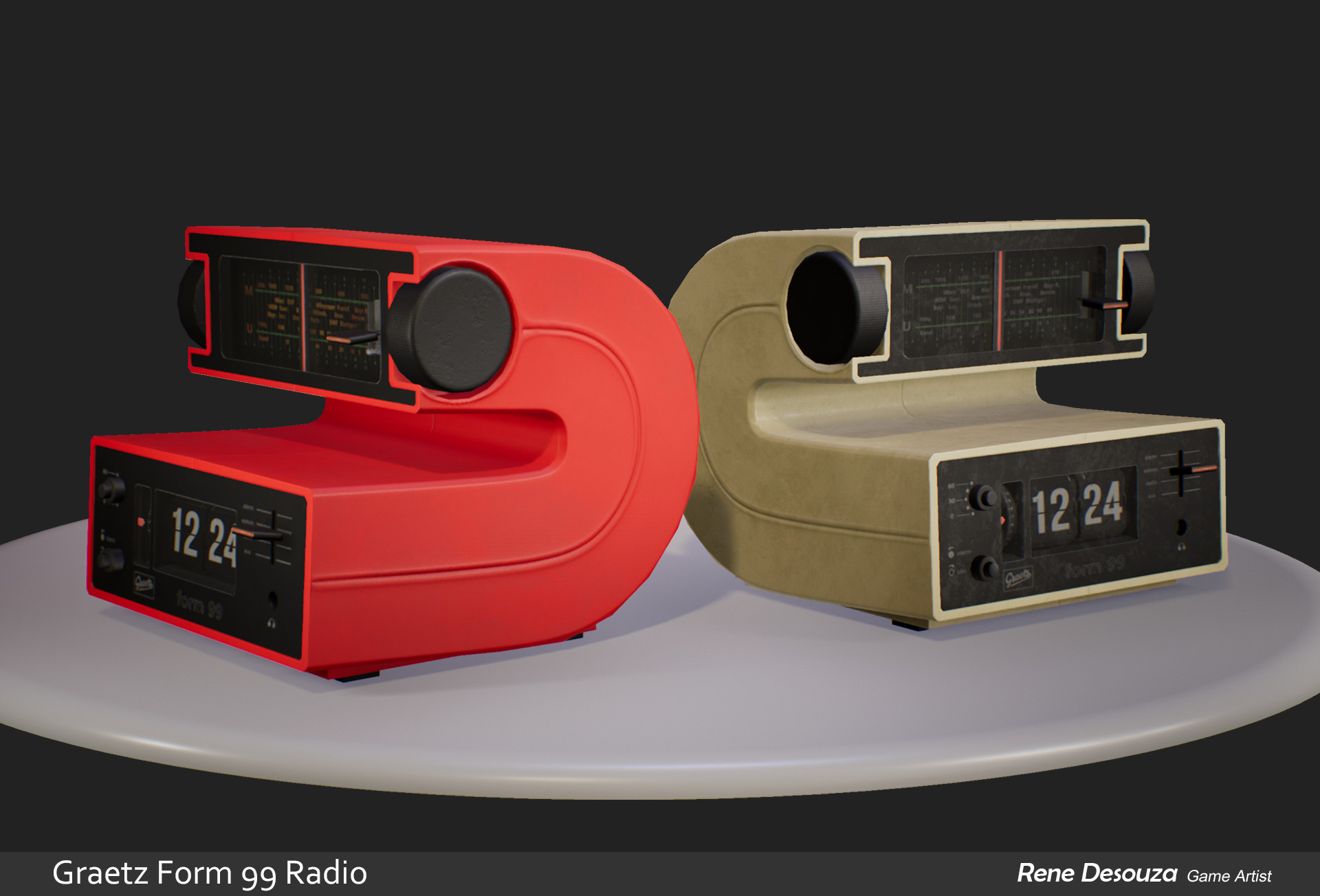 Graetz Form 99, radio reloj despertador de placas. Vintage flip