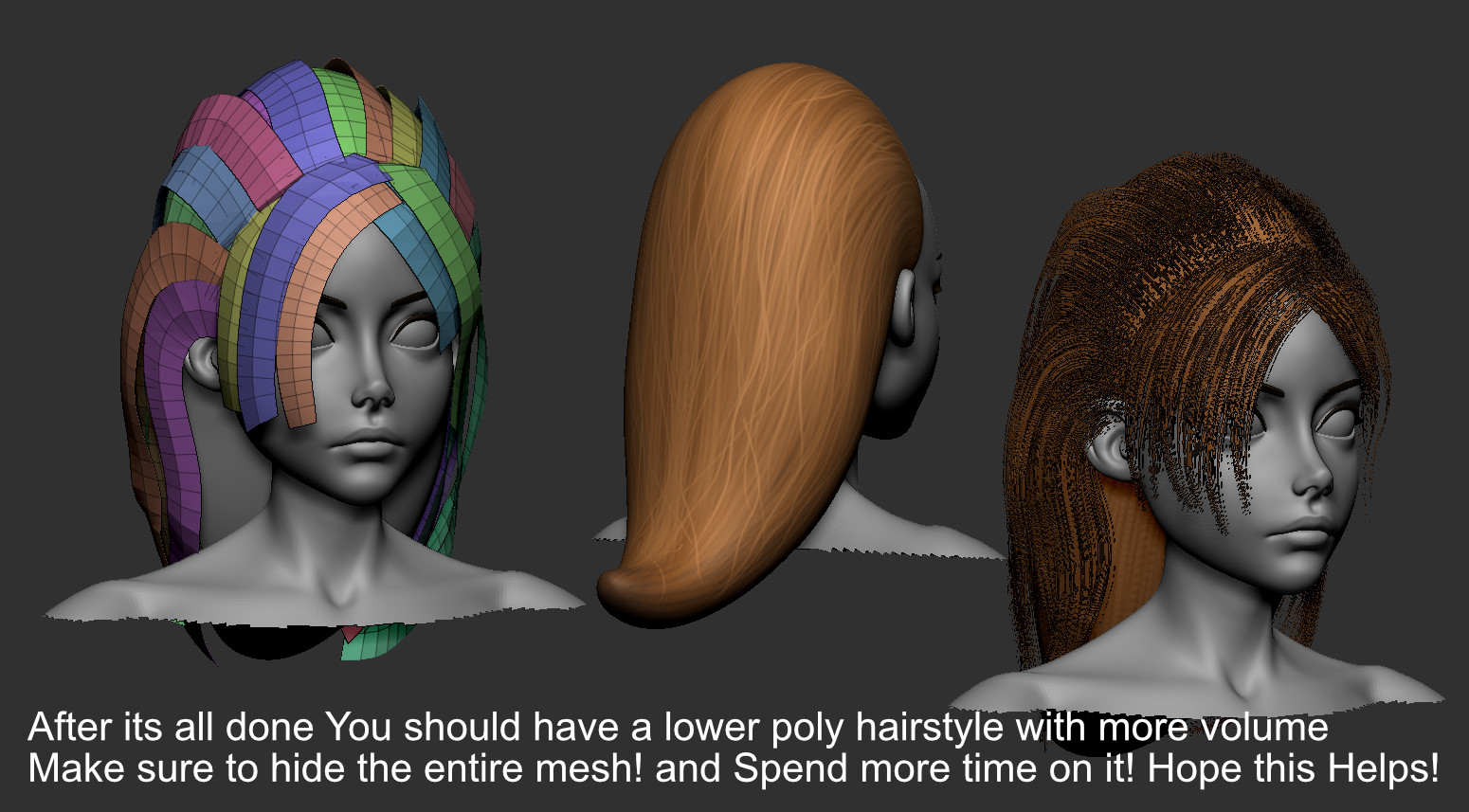 low poly hair zbrush