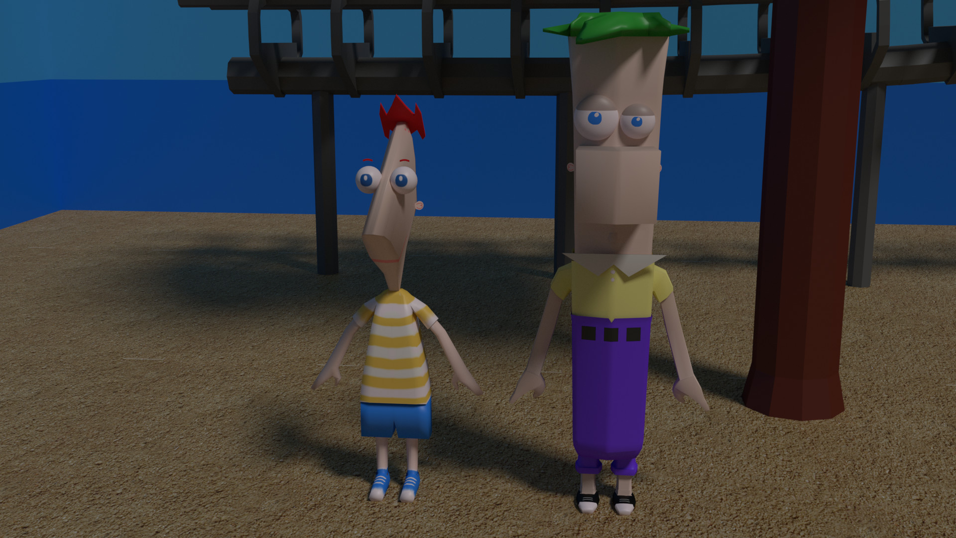 ArtStation - Phineas and Ferb on the beach in the backyard ...