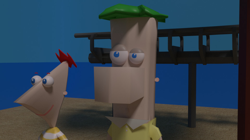 Artstation Phineas And Ferb On The Beach In The Backyard