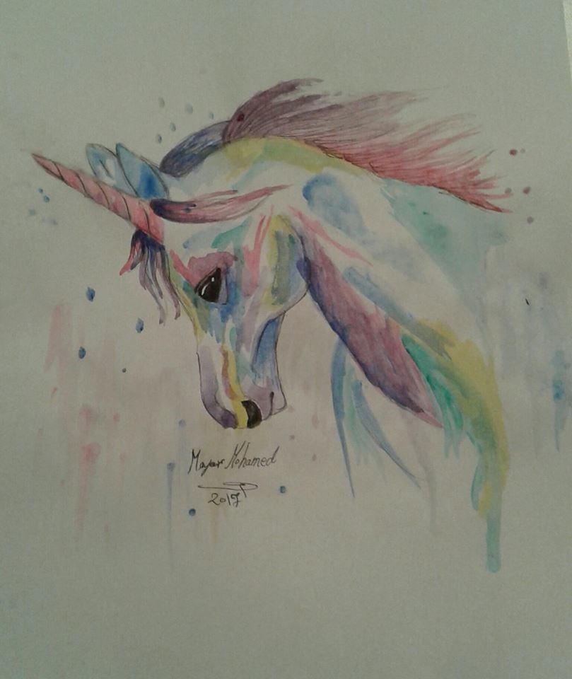 Artstation Unicorn 3 Water Color Painting Mayar Mohamed
