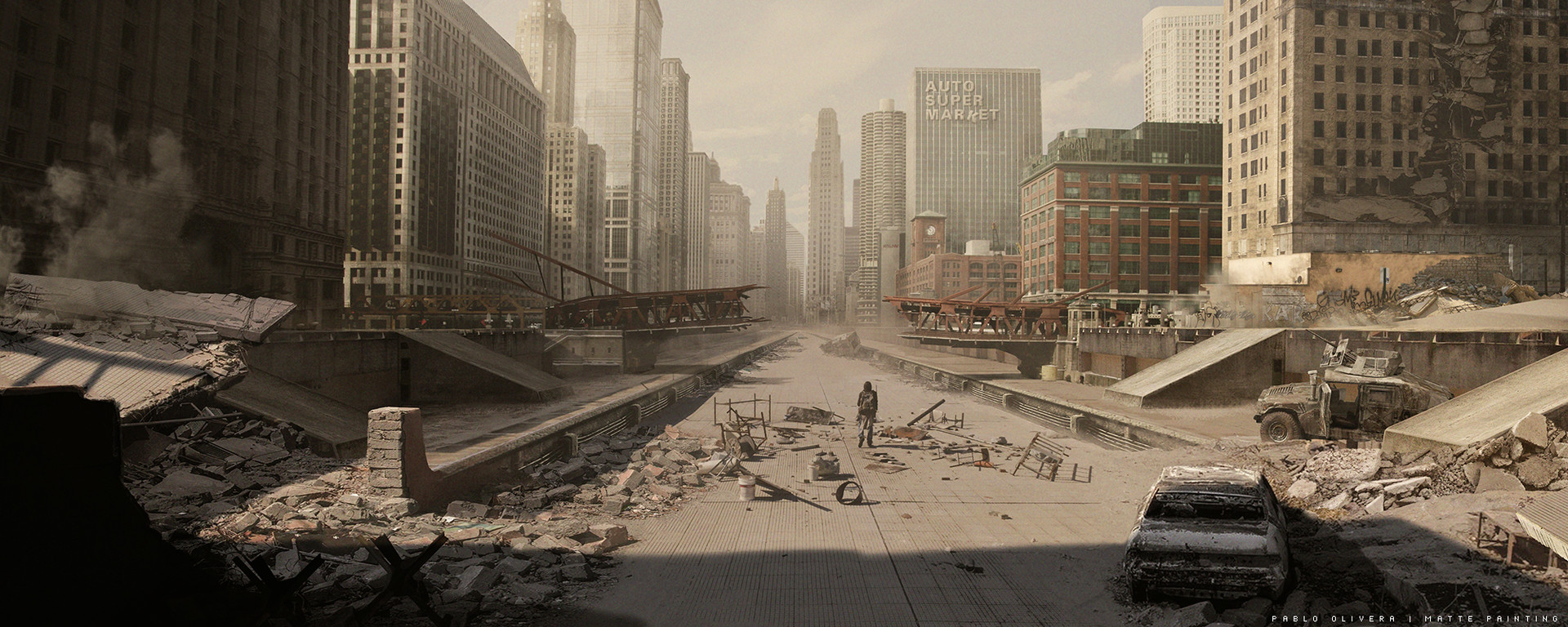 Artstation Ciudad Matte Painting Pablo Olivera