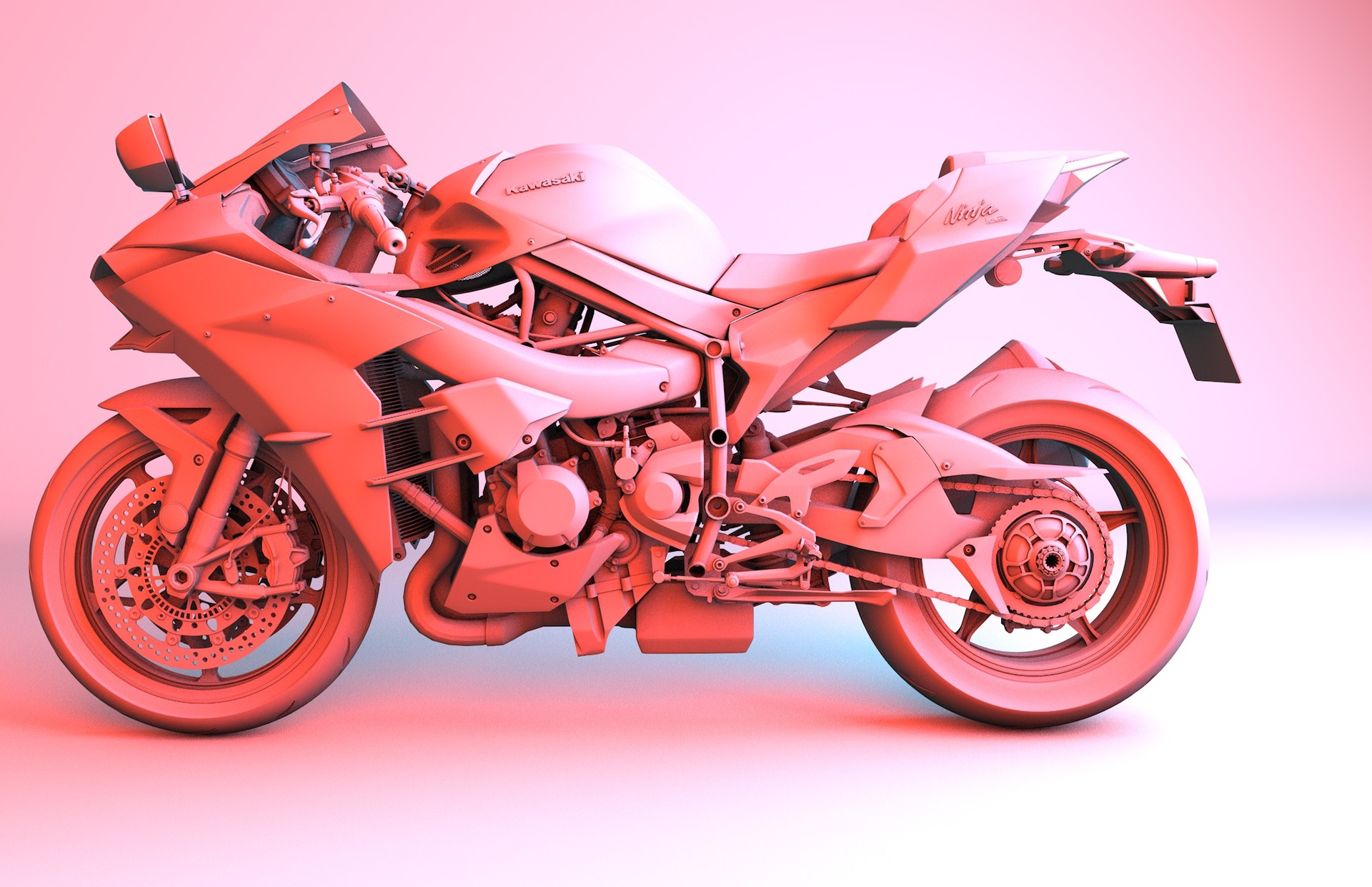 Kawasaki ninja h2r 3d model top