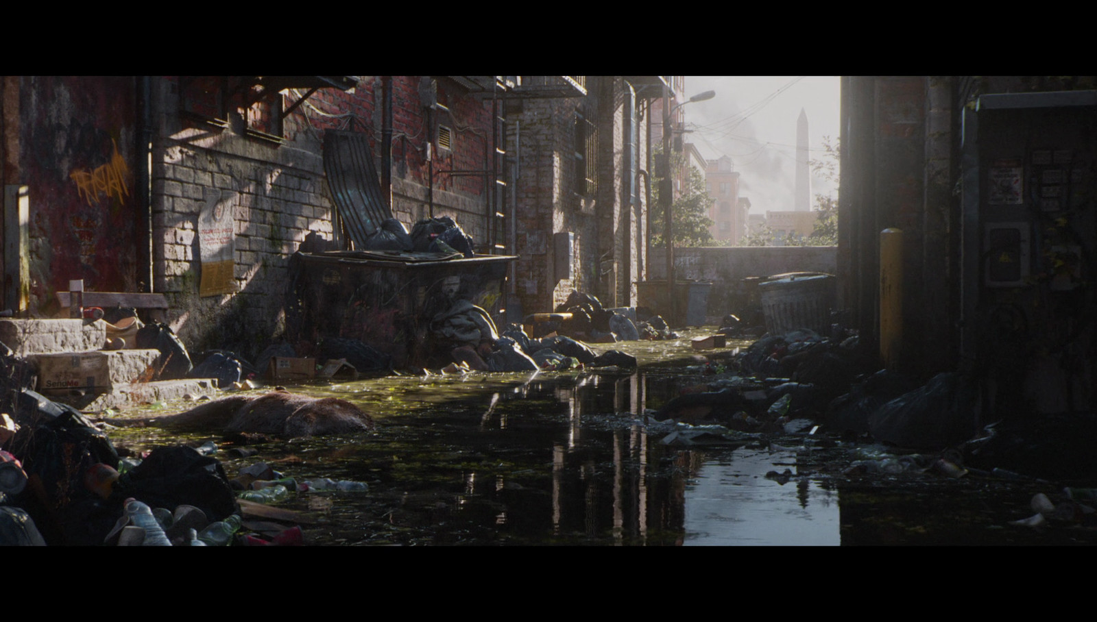 Back alley, screenshot from cinematic.