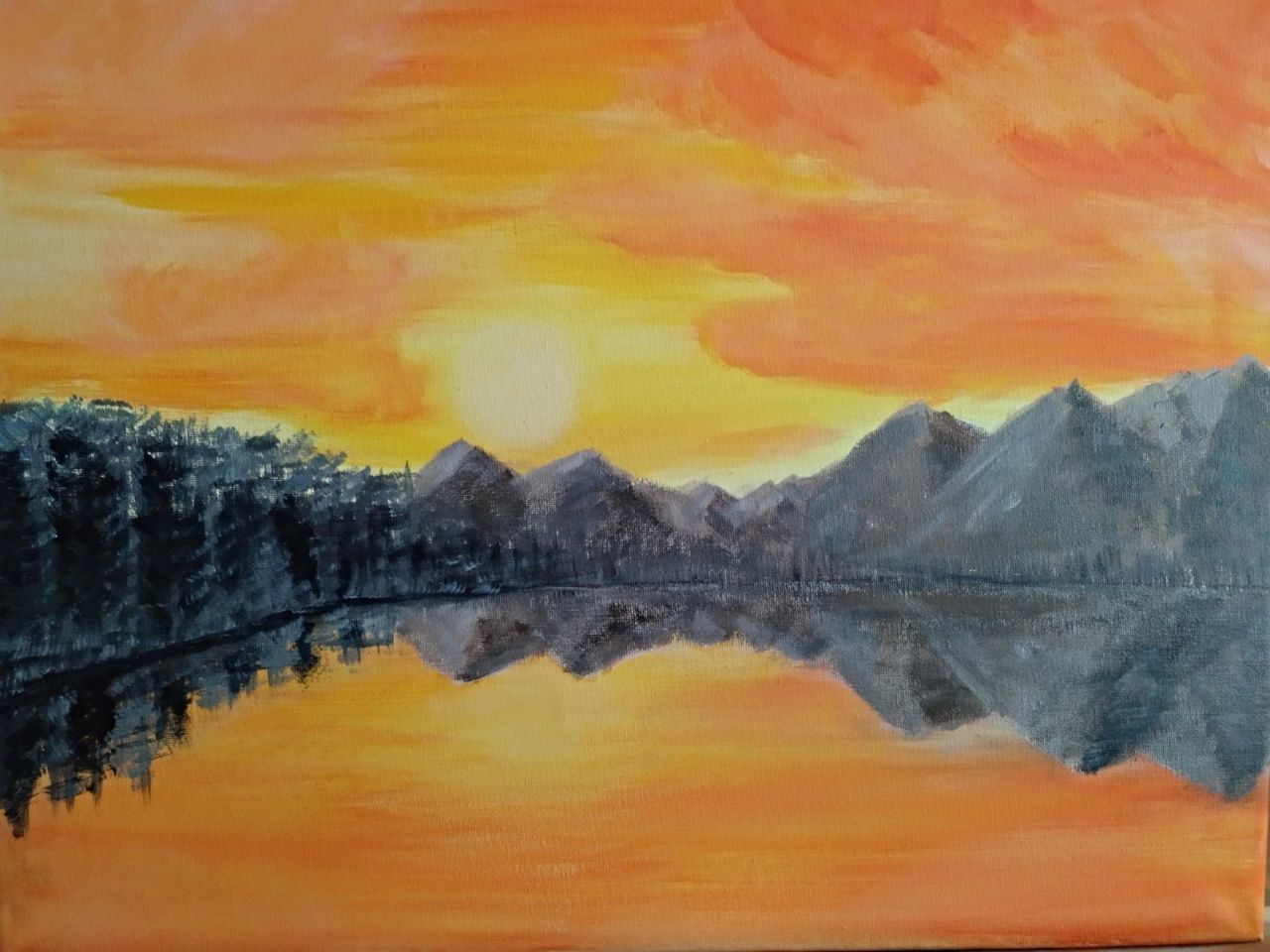 Klier Sheed Mountain Classic Simple Sunrise Acrylic Painting Acrylic camlin colors used here are. mountain classic simple sunrise acrylic