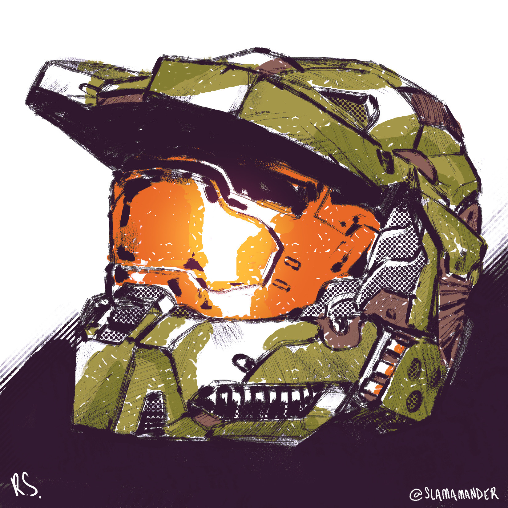 Artstation Master Chief Helmet Sketch Rudy Slama