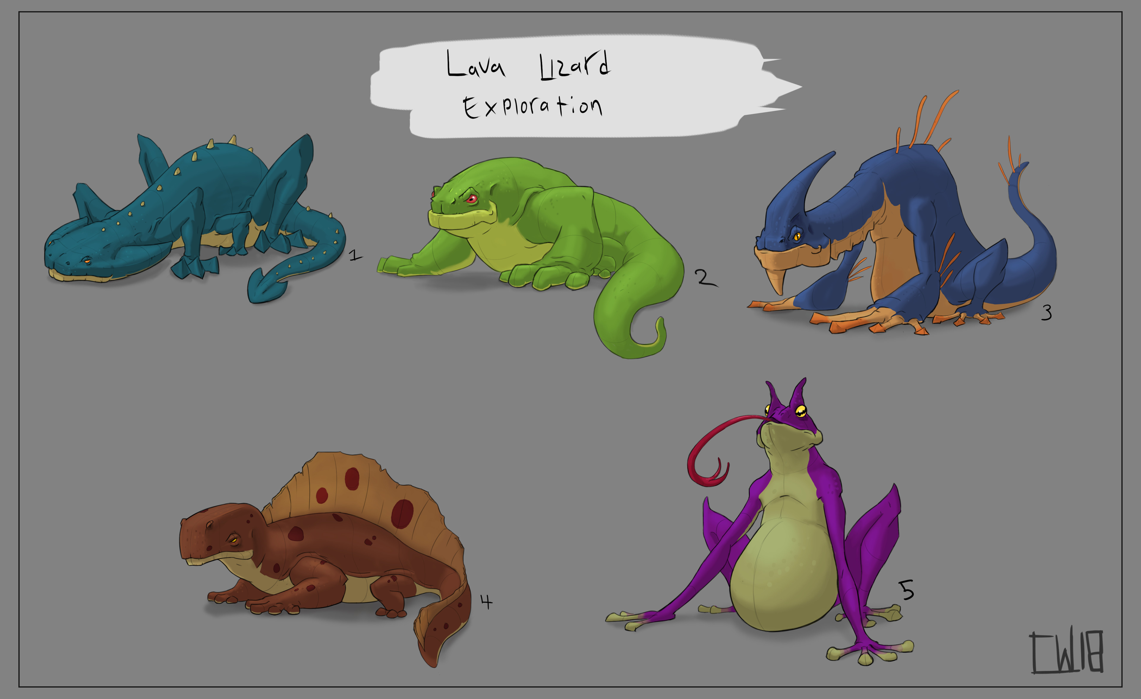 These are the initial exploration sketches. I was experimenting with color at this stage as well.