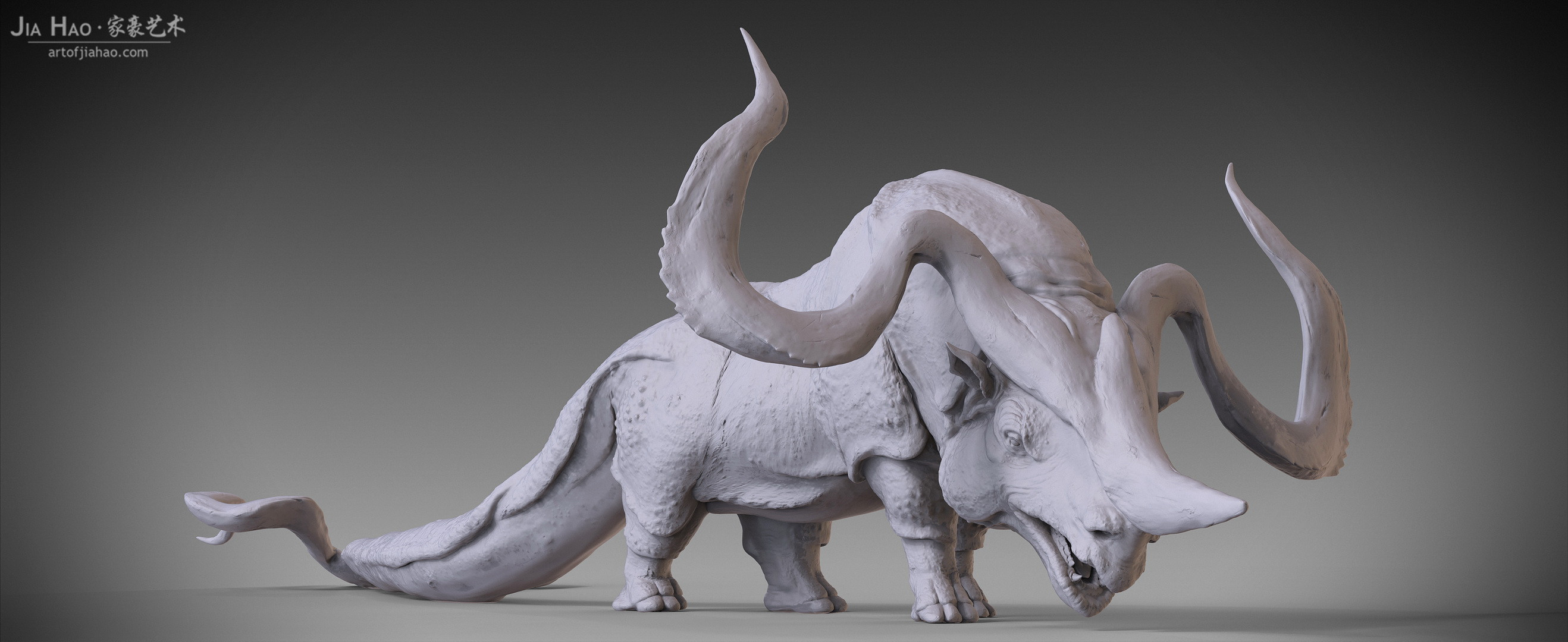 Rhihorn creature digital sculpture
