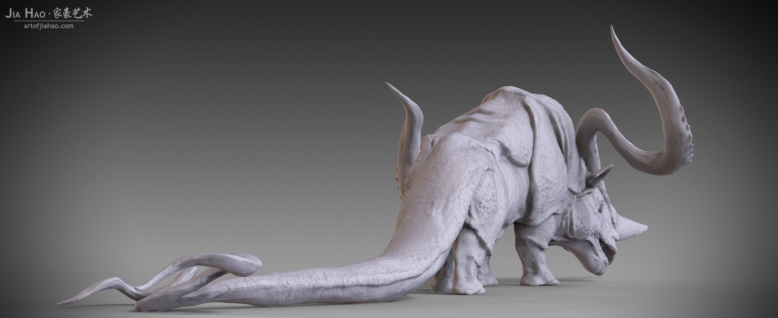 Rhihorn creature digital sculpture