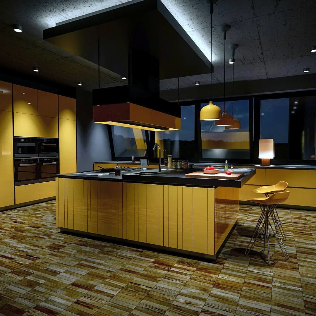 Halid Harun Gemalmaz Yellow Kitchen Idea To Night