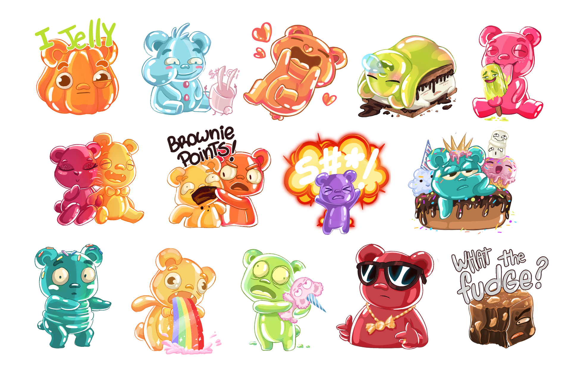 Jelly Gummy Bears Cartoon Sticker