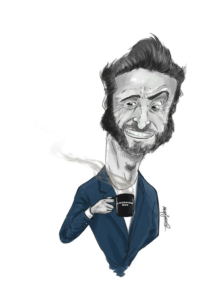 Alhaitham Jassar Hugh Jackman Drinking His Coffee Andrew ellis and katey goodwin. alhaitham jassar