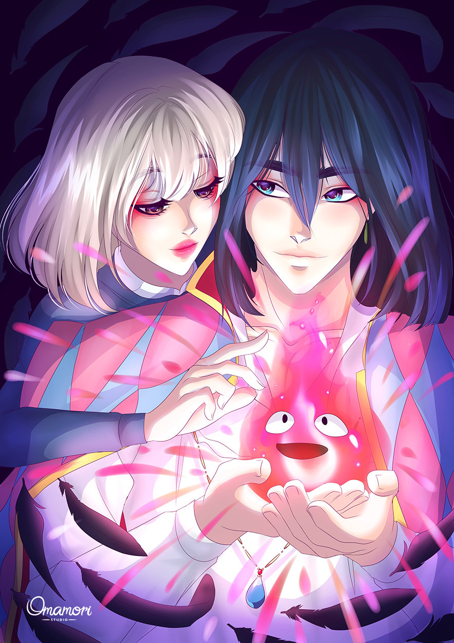 Artstation Howl Sophie And Calcifer Howl S Moving Castle Omamori Studio