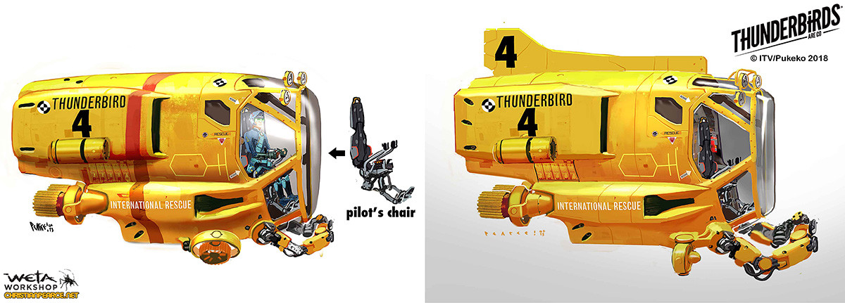 TB4: the fan-enraging version. With all of these designs I wanted to incorporate elements of current day, real world vehicles that perform similar tasks. These concepts were based on shapes seen in currently operating deep sea submersibles  .