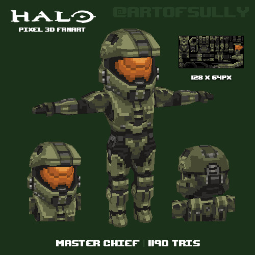Master Chief ('Halo' lowpoly pixel fanart) [OLD VERSION - SEE BLOG!]