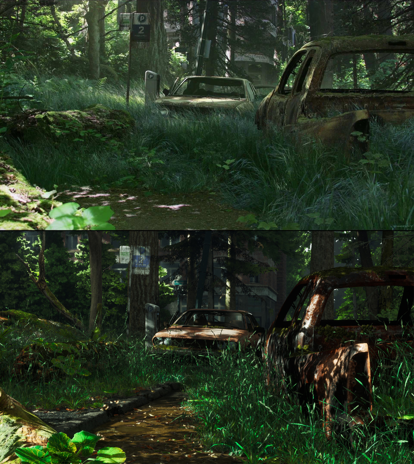 Original concept up top and my environment rendered in UE4 on the bottom.